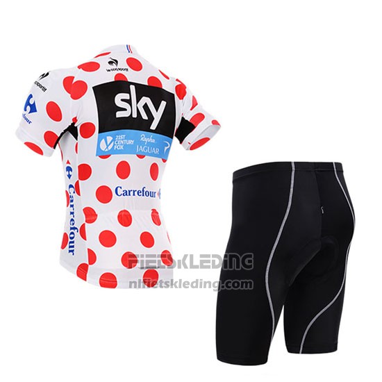 2015 Fietskleding Sky Lider Wit en Rood Korte Mouwen en Koersbroek